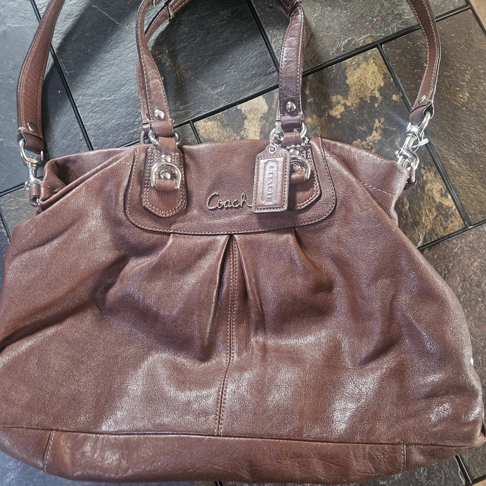 Coach Ashley Brown Leather Satchel